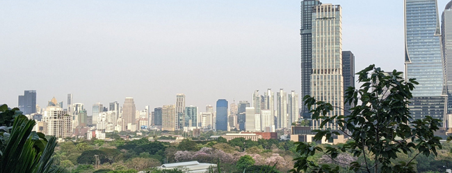 Soggiorni linguistici in Thailandia Bangkok con LISA! – skyline, vita urbana e spazi verdi Skyline di Bangkok Thailandia con parco durante un soggiorno linguistico LISA! mostra città moderna e natura