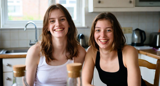 Soggiorni linguistici in Inghilterra Bournemouth con LISA! – alloggio, cucina e vita condivisa Due partecipanti in una cucina condivisa a Bournemouth Inghilterra durante un soggiorno linguistico LISA!