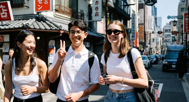 Adulti esplorano Tokyo durante un soggiorno linguistico LISA! godono della vita cittadina, shopping e cultura giapponese