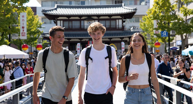 Adulti visitano un tempio a Tokyo durante un soggiorno linguistico LISA! scoprono la cultura e i monumenti giapponesi