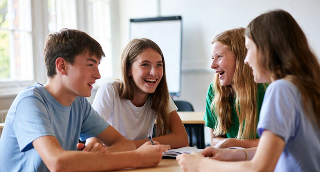 Soggiorni linguistici a Portsmouth con LISA! – scuola di lingua, lezioni e apprendimento efficace per studenti Studenti in lezione di inglese a Portsmouth durante un soggiorno linguistico LISA! imparano insieme in una scuola di lingua
